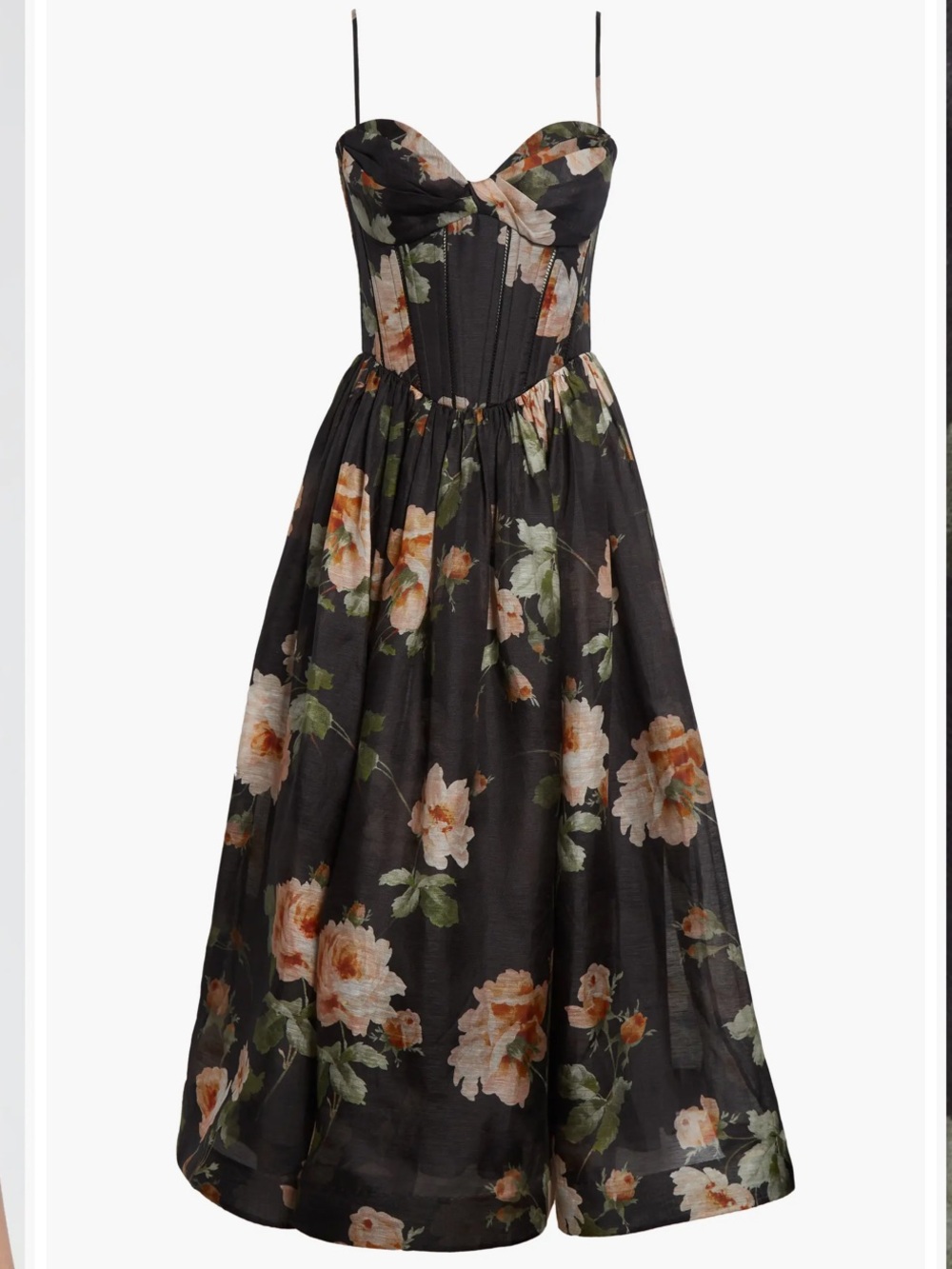Zimmermann Black Midi Dress with Peach and Cream Florals- NWT - Picture 6 of 7